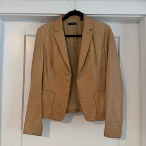 Vintage Donna Karen Tan Leather Blazer Size 8